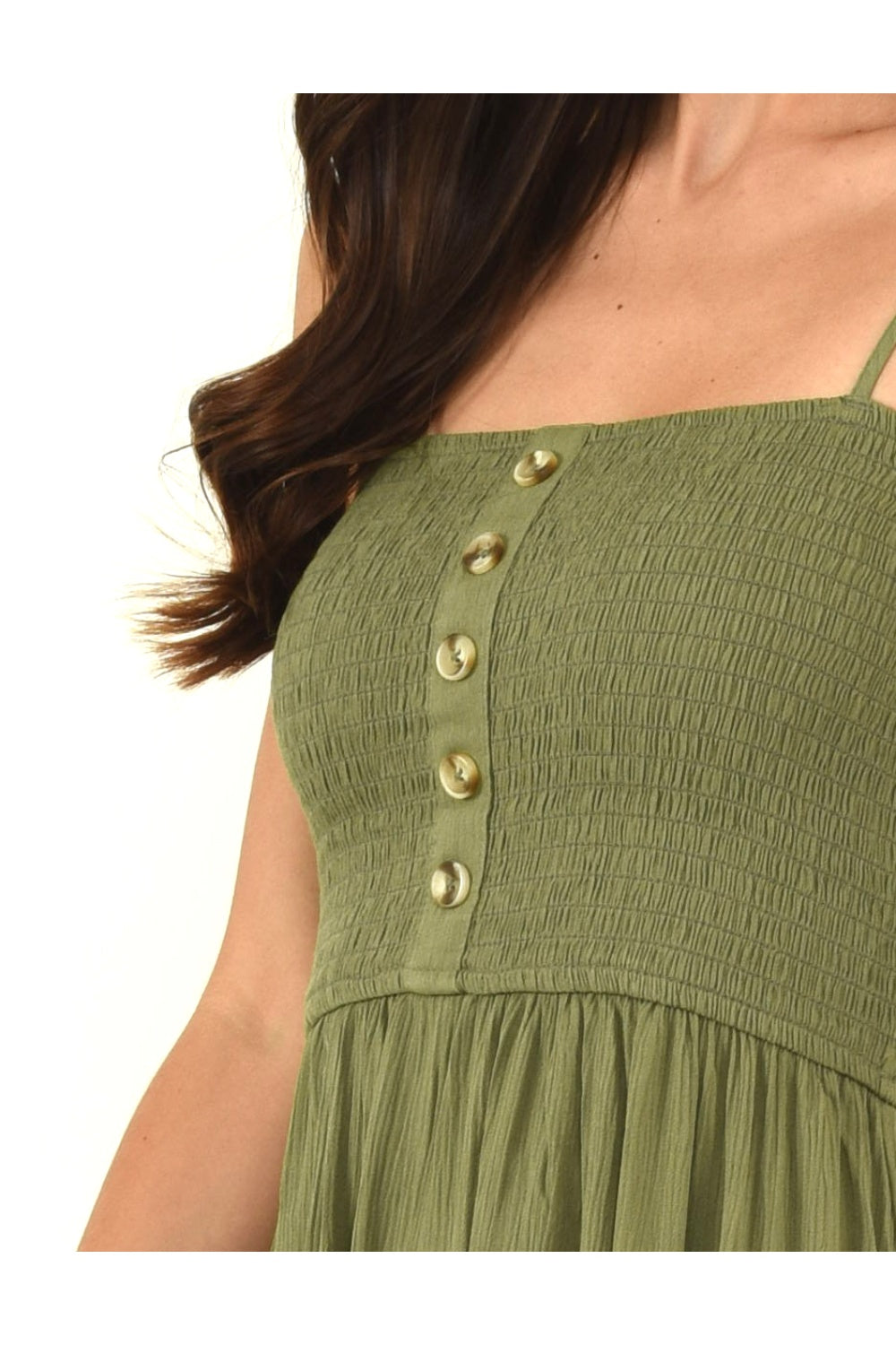 Vestido Midi Casual Verde Con Smock