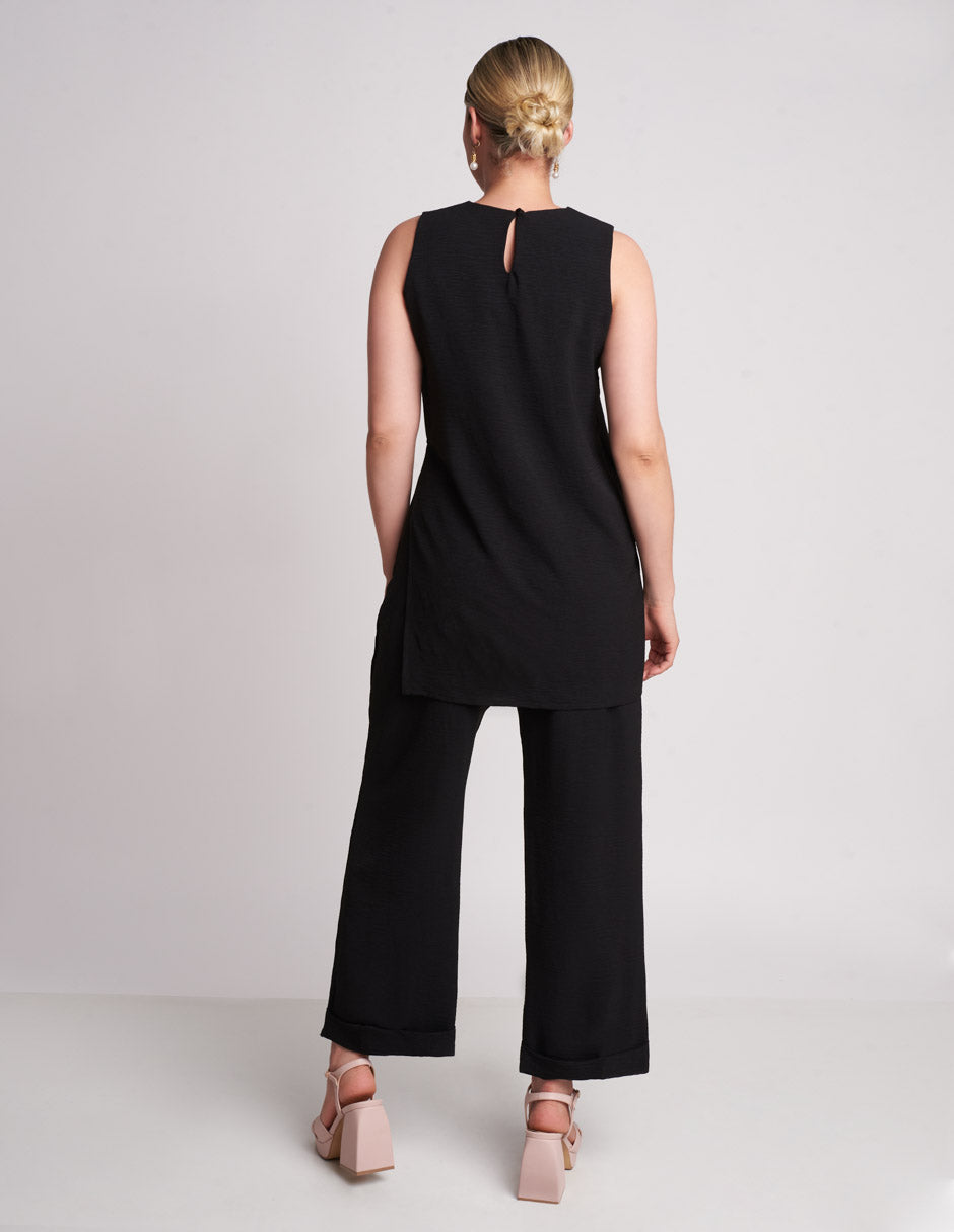 Conjunto de Blusa Oversize y Pantalón Recto: Stretch para Elegancia