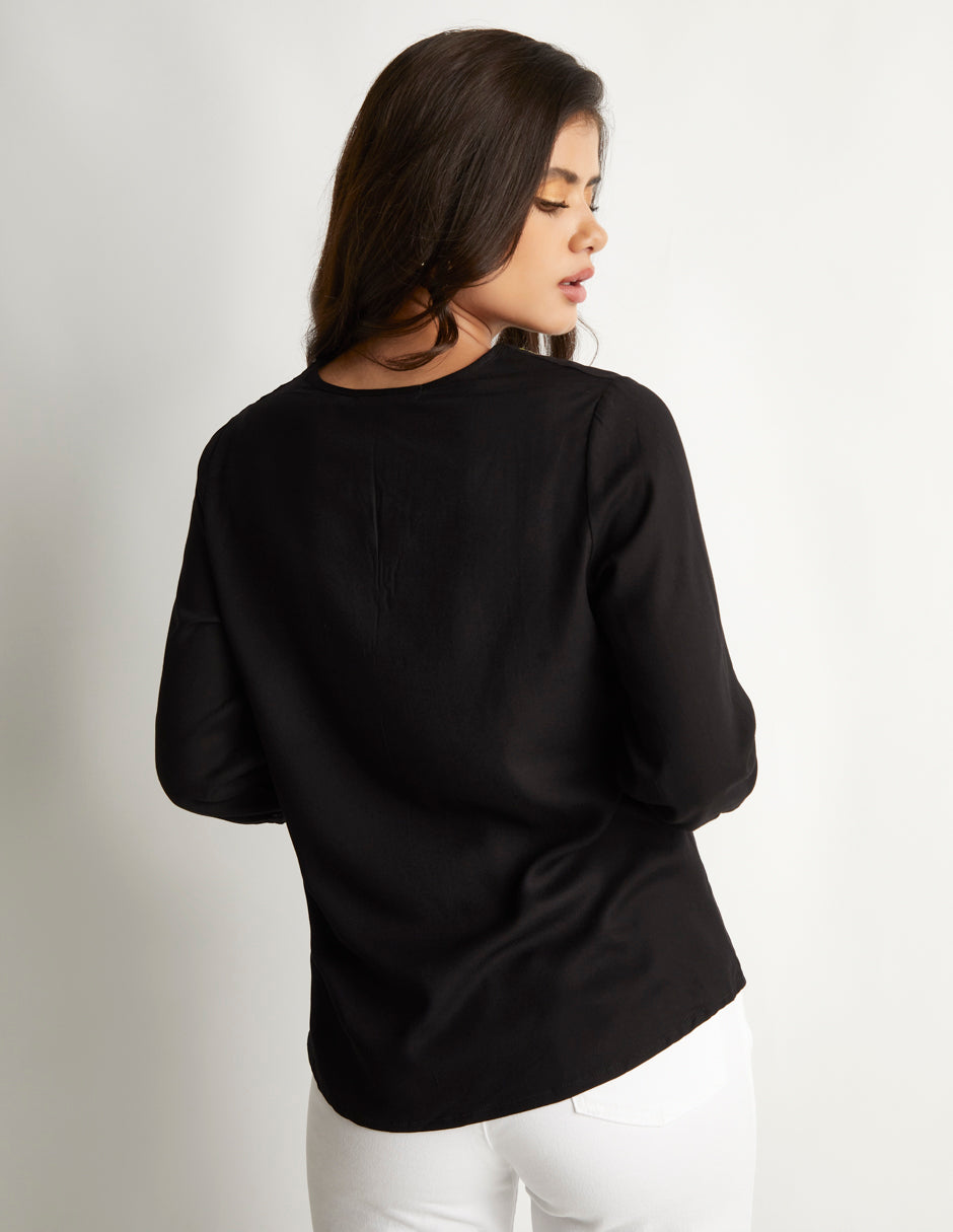 Blusa Bordada Negra: Devendi Denim Co., Tela Ligera