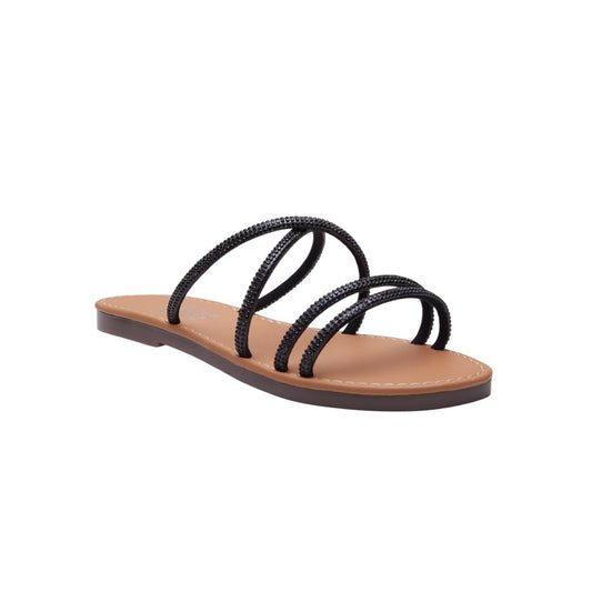 Sandalias Casuales Para Mujer Brillos Negros dv2925