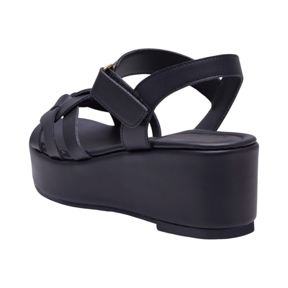 Plataforma Mujer Textil Tipo Piel Trenzado Decorativo color Negro dv2925