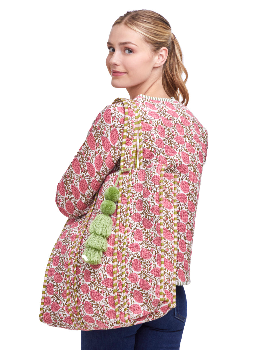 Bolsa Shopper Tela Algodón Estampado Rosa Mexicano dv2925