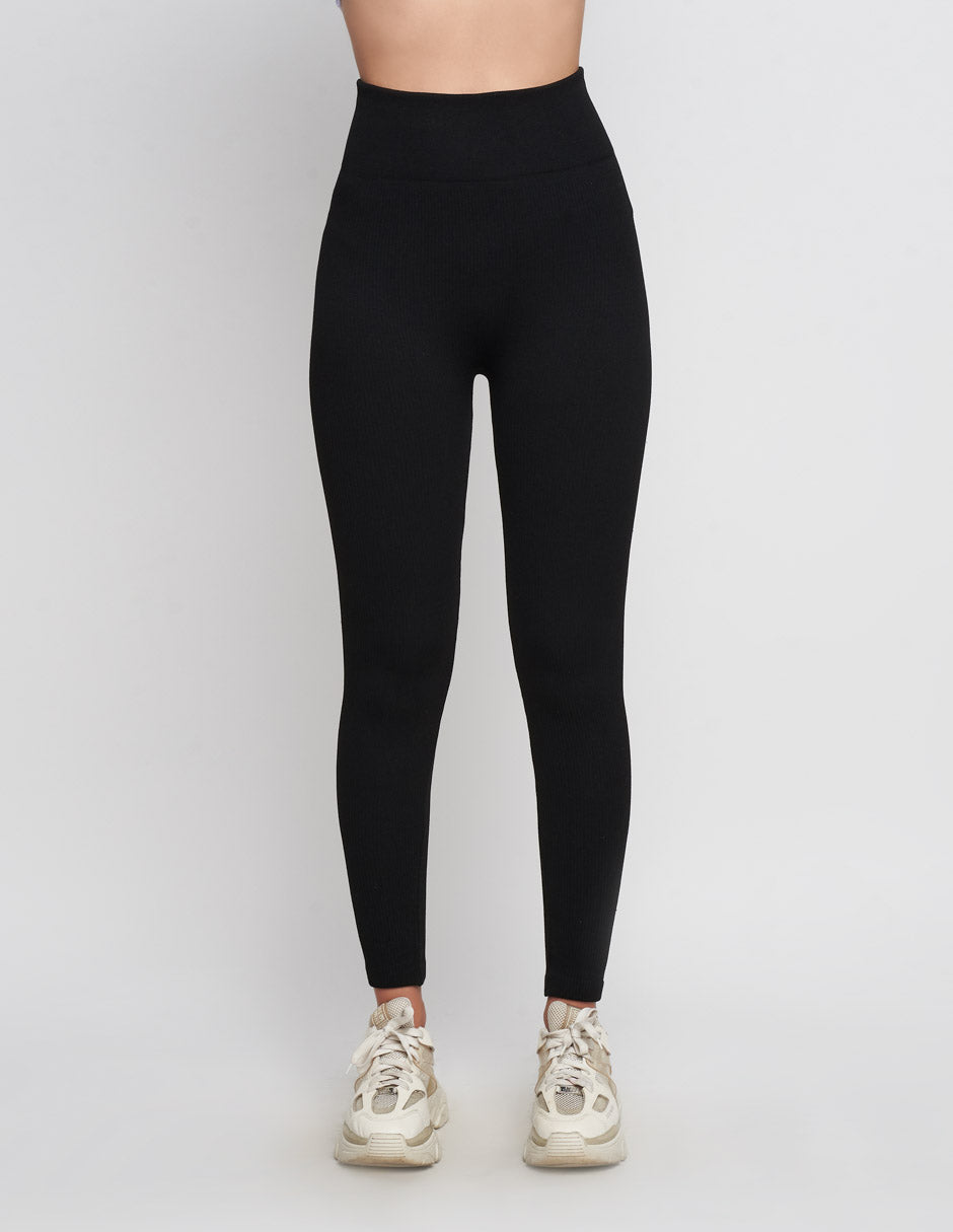 Leggings para mujer suaves al tacto con textura rib en color gris