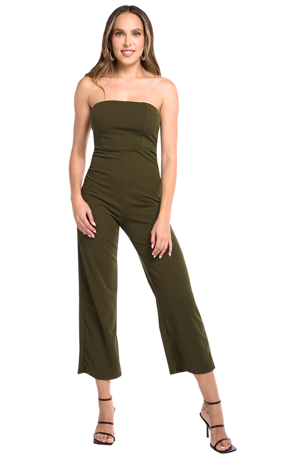 Palazzo Strapless Verde Olivo