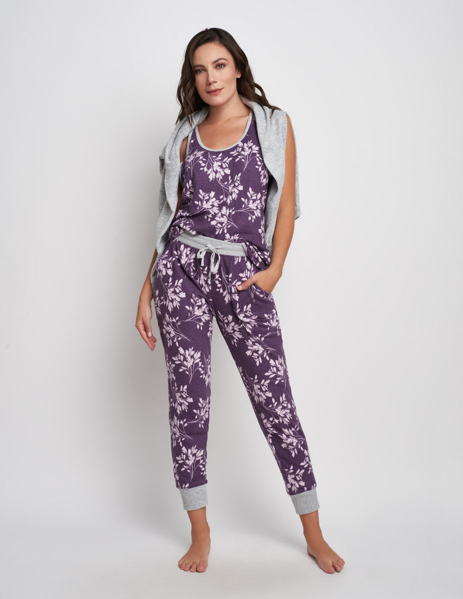 Set de 3 piezas de pijama para mujer, Incluye Blusa de Tirantes, Sudadera y Pantalón