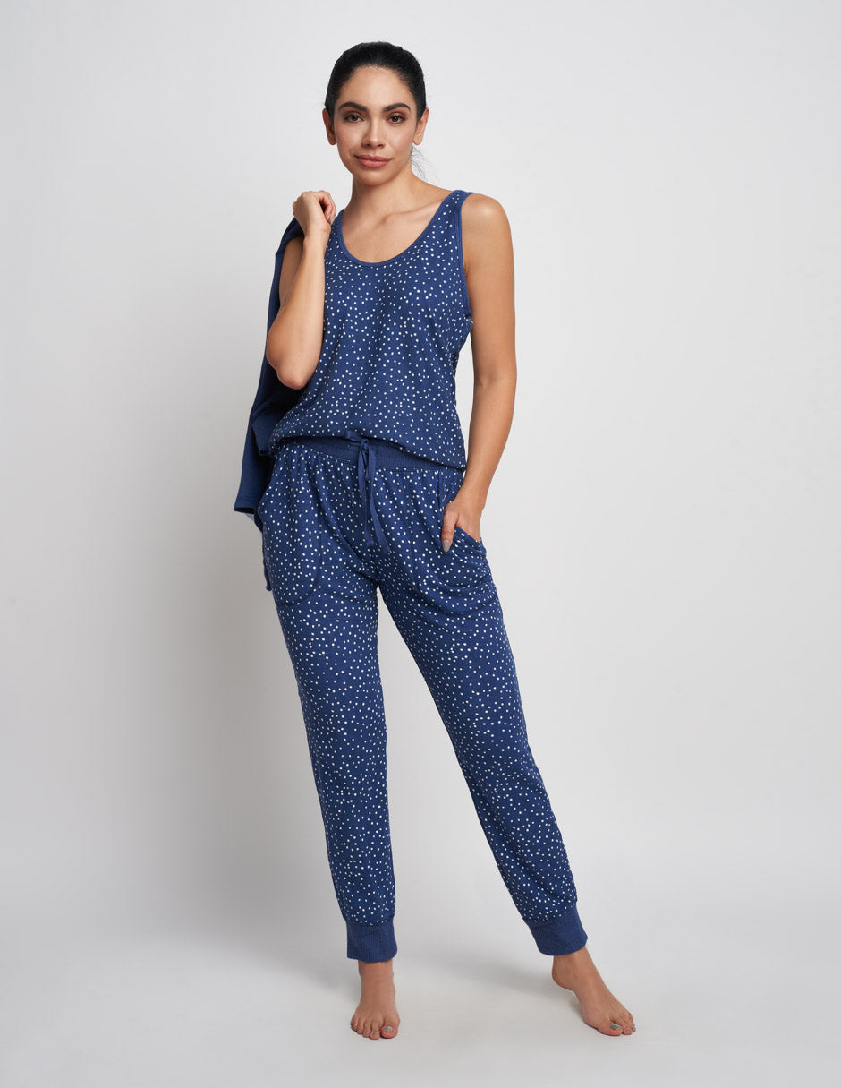 Set de 3 piezas de pijama para mujer, Incluye Blusa de Tirantes, Sudadera y Pantalón